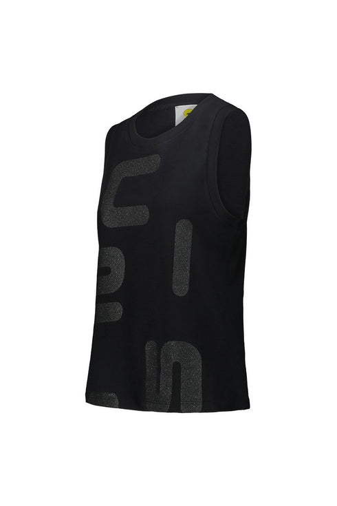 Canotta Donna JIFFY in cotone jersey con Logo lettering Nero argento CIESSE PIUMINI- Francavilla Moda